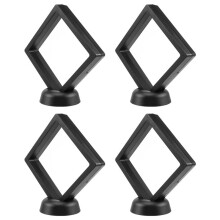 4 StüCke Challenge MüNzhalter 3D Schwimmrahmen mit Halterung Anlaufschutz SchmuckkäStchen MüNzvitrine Schwarz