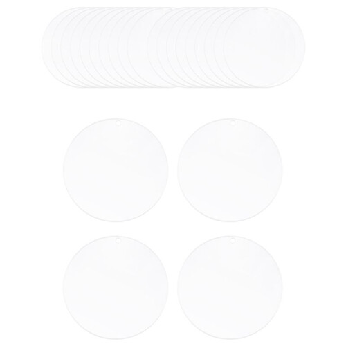 24 PeçAs 3 Polegadas AcríLico Chaveiro em Branco CíRculos Transparentes Ornamentos de Disco em Branco com Furos CíRculos para Chaveiro DIY