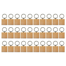 30Pcs Blank Square -Shaped Wooden Keychain DIY Wood Keychains Key Tags DIY Gifts