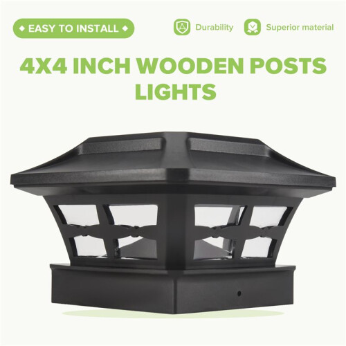 Luzes de Poste Solar para Postes Ao Ar Livre Luzes Solares de LED para Cerca Postes para Postes de Madeira de 4X4 Polegadas Branco Quente 1
