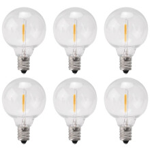 Lampadine di Ricambio A LED G40 da 6 Pezzi, Lampadine A Globo A LED Infrangibili con Base A Vite E12 per Luci A Stringa Solare Bianca Caldo