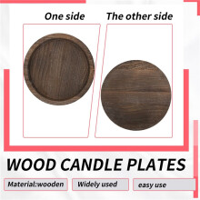 2Pcs Rustic Wooden Tray Candle Holder - Small Decorative Plate Pillar Candle Tray Wood for Farmhouse Dining Table