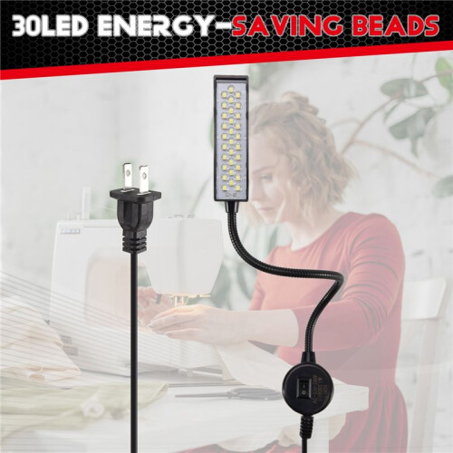 30 LED Sewing Machine Light Sewing Lighting for Workbench Lathe Drill Press Flexible Gooseneck Arm Work Lamp US Plug 2