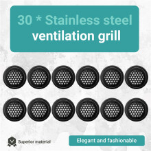 Round Ventilation Grille Cabinet Air Vent Hole Grille 35mm 30 Pieces Black for Bathroom Cabinet Wardrobe Shoe Cabinet