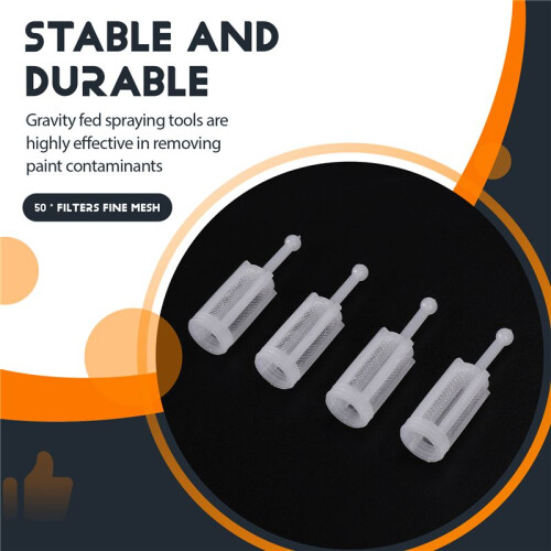 50Pcs Universal Gravity Spray Tool Filters Fine Mesh, Disposable Gravity Feed Spray Tool Paint Strainer Reduce Clogging 2