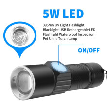 395Nm UV Licht Taschenlampe Schwarz Licht USB Wiederaufladbare LED Taschenlampe Wasserdichte Inspektion Haustier Urin Taschenlampe