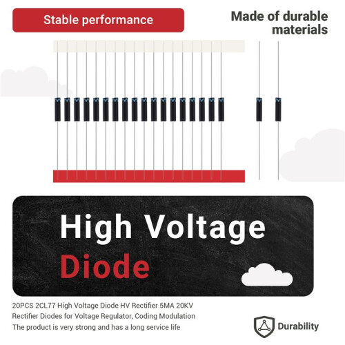 20PCS 2CL77 High Voltage Diode HV Rectifier 5MA 20KV Rectifier Diodes for Voltage Regulator, Coding Modulation 1