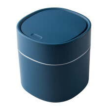 Trash Can Desktop Waste Bin with Press-Open Lid Small Table Top Bin Graceful Round Corner Paper Bin for Home A