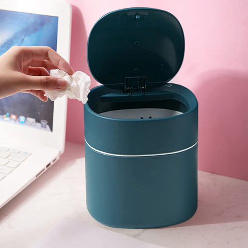 MüLl Eimer Desktop Abfall Eimer mit Aufklappbarem Deckel Kleiner Tisch Abfall Eimer Anmutiger Runder Eck Papier Eimer für Zuhause A 1