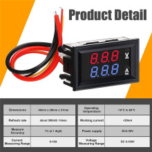 6Pcs Digital Voltmeter Ammeter 100V 10A Red LED Current Voltage Meter Tester Dual Display Panel for Automobile