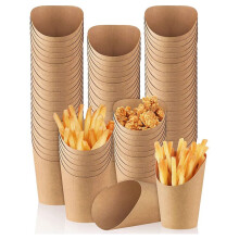 100 PièCes Porte-Frites Gobelets 14 Onces Jetables à Emporter FêTe Fournitures de Cuisson Papier BoîTes à -Corn Marron