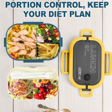 Bento Box Portapranzo per Adulti, Porta Pranzo un Doppio Strato da 1200 ML con Cucchiaio e Forchetta Contenitori per Alimenti Ad Alta Capacità, un