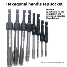 8pcs Tap Die Socket Adapter 1/4 Inch Hex Shank Machine Screw Metric Plug Threading Tool for Electric Drill M4-M16
