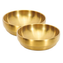 2 Stück 7,3 Zoll Große Suppenschüssel Aus Goldfarbenem Edelstahl, 35 Unzen Doppelwandige Sashimi-Schüssel, Unzerbrechliche Servierschüssel,
