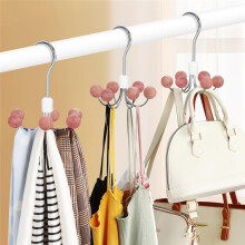 Paquete de 2 Perchas para Sudaderas con 6 Bolas, Percha Giratoria de 360 para Bolsos, Percha para Bufandas, Ganchos para Armario, Organizador de