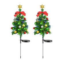 2PCS Solar Christmas Tree Lights Outdoor Waterproof Solar Lights Xmas Tree Stake Lights Christmas Decorations
