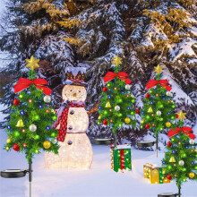 2PCS Solar Christmas Tree Lights Outdoor Waterproof Solar Lights Xmas Tree Stake Lights Christmas Decorations