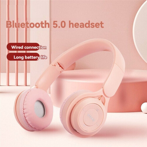 Headband  Headset Y08 Wireless  Headset Portable Foldable Children Headset Pinkish 1
