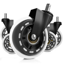 Office Chair Wheels Replacement - 3inch Clear Rubber Caster Wheels for Replacement Office Chair Wheels - Fit Most Chairs