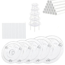 Ensemble de 40 Tiges de Chevilles à Gâteau en Plastique, Tiges de Support pour Gâteaux de 4, 6, 8, 10,12 Pouces et 15 Empilages de Gâteaux