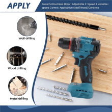 Electric Drill 3/8Inch 90Nm Cordless Electric Drill Brushless Hand Screwdriver for 18v 21V Battery Power Tools