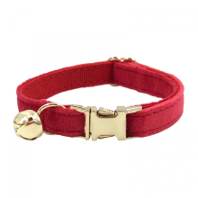 Cat Collar Velvet Solid Color Pet Chocker Necklace with Bell Adjustable Neck Collar for Cat Kitten Puppy Small DogsArmy GreenL