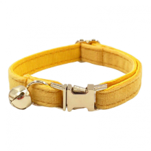 Cat Collar Velvet Solid Color Pet Chocker Necklace with Bell Adjustable Neck Collar for Cat Kitten Puppy Small DogsLight CoffeeS