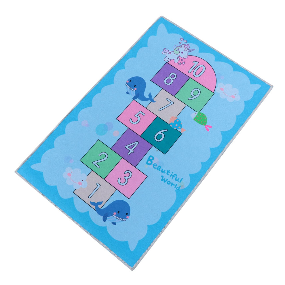 Playroom Rug with Educational Hopscotch, Soft Velvet Kids Play Mat, AntiSlip Nursery Floor Carpet