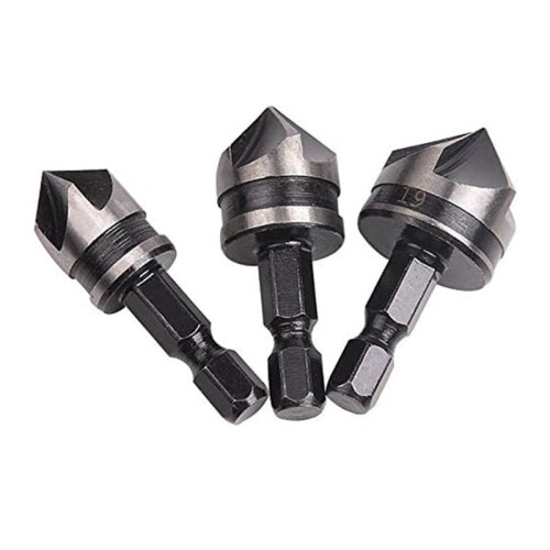 3 PeçAs 1/4 Polegadas Hex 12/16/19Mm Conjunto de Furo Rebaixado para Broca de Troca RáPida de Madeira Metal