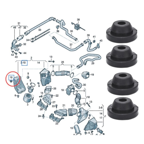 4Pc Air Filter Buffer Gummi Lock Mount 036129689B för Beetle 2002-2016 för   för  A3 A6 2005-2011 1