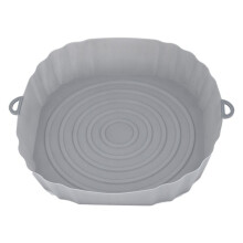 20Cm Frytkownice Piekarnika Taca do Pieczenia SmażOny Kurczak Kosz Mat AirFryer Garnek Silikonowy OkrąGłY Zamiennik Patelni Grill Szary