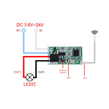 433Mhz 3.6-24V 1CH Relay Wireless RF Remote Control Module with Transmitter for LED Lamp Light DIY,Type B