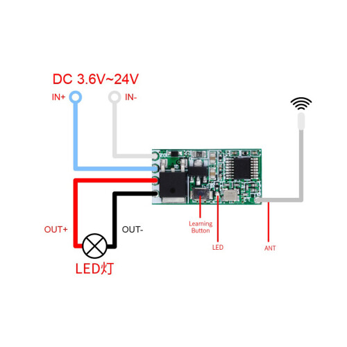 433Mhz  3.6-24V 1CH Relay Wireless RF Remote Control   Module with Transmitter for LED Lamp Light DIY,Type B