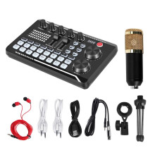 F998 Ljudkortsats, BM-800 Mikrofonsats, med Liveljudkort, Ljudmixerkondensator PC-Spelmikrofon, för Streaming/Spel