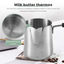 Pot Chauffe-Beurre de Lait de 350 Ml, CafetièRe Turque, Pot de Fonte de CuisinièRe en Acier Inoxydable avec Bec Verseur pour le Thé, Chauffage