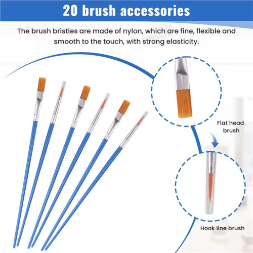 20 Strips 120 Pots Empty Paint Strips and 20 Pieces Paint Brushes,Paint Cup Clear Plastic Storage Containers,3Ml/0.17Oz 2