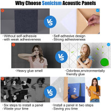 12 Pack Acoustic Panels,Sound Proof Padding,Beveled Sound Absorbing Panels,for Acoustic Treatment and Wall Decor,Et