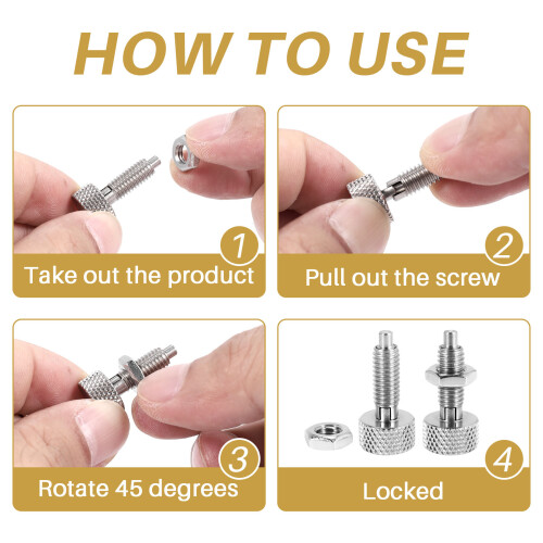 4Pcs Handle Quick Release Pins,Quick Release Lock Pin, Retractable Spring Plunger, M6 Lockout Kit for Rolling Tool Box 1