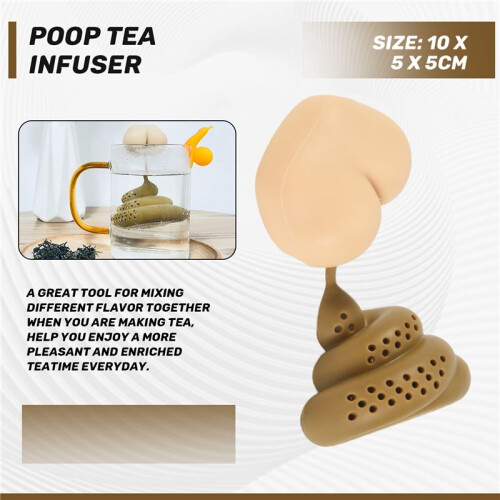 2PC Reusable Silicone Tea Infuser  Poop Shaped Funny Herbal Tea Coffee Filter Diffuser Strainer Accessories A 2