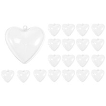 20PCS Heart Shape Christmas Balls Plastic Transparent Xmas Decorations 2021 Fillable New Year DIY Beautiful Home(C)