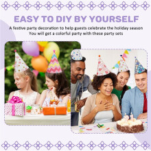 8Pcs Paper Gold Foil Happy Birthday Party Cone Hats for Adults and Kids Party Decoration