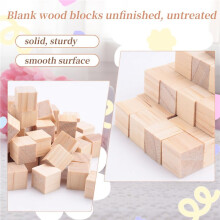 50Pcs Wood Square Square Blank Wood Blocks for Puzzle Making, Crafts, and DIY Projects