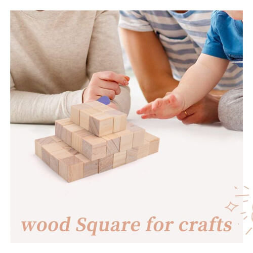 50Pcs Wood Square Square Blank Wood Blocks for Puzzle Making, Crafts, and DIY Projects 2