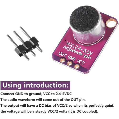 5Pcs GY-MAX4466 Electret Microphone Amplifier MAX4466 Module Adjustable Gain Breakout Board for 1