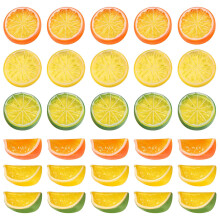 30Pcs 2in Artificial Lemon Slices,Simulation Decorative Fake Fruit Wedding Ornament Festival Decor Photography Props