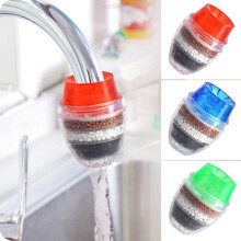 Activated Carbon Faucet Filter Faucet Nozzle Water Filter Kitchen Tap 5 Layers Filter Purifier for Home Use (Red)