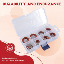 60pcs A/C Gasket Assortment,AC Compressor Seals Automotive Air Conditioning Compressor Port Seal Washer Kit