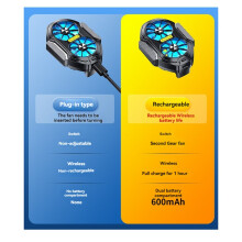 GUQILE Dual Fan 600mAh Wiederaufladbarer Handy-Kühler mit Großem Luftvolumen, An der Rückseite Festgeklemmter Handy-Kühlventilator A