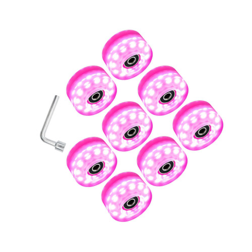 (Pink, Diameter 58mm) Luminous Roller Skate Wheels Light Up Bright Colors Smooth Rolling 2