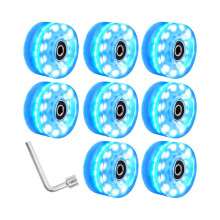 (Blue, Diameter 58mm) Luminous Roller Skate Wheels Light Up Bright Colors Smooth Rolling